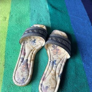 Aldo Blue and Cream Patterned Women's Sandals